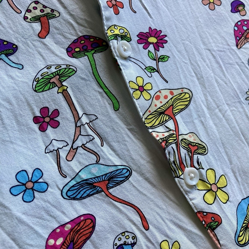 Fresh Prints of Bel-Air Wild Mushroom Button Up Mens XL Trippy Psychedelic Fest - Picture 6 of 14